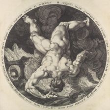 Tantalus, from The Four Disgracers, 1588., 1588. Creator: Hendrik Goltzius
