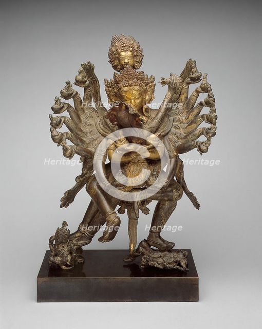 Tantric Deities Hevajra and Nairatmya in Ritual Embrace (Yab-Yum), c. 1600. Creator: Unknown.