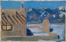 Taos Home in Moonlight, 1925. Creator: Akseli Gallen-Kallela