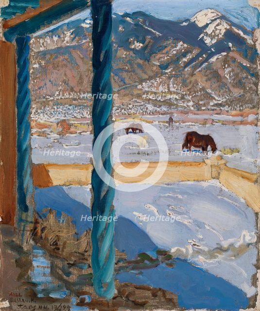 Taos Home in Sunlight, 1925. Creator: Akseli Gallen-Kallela.