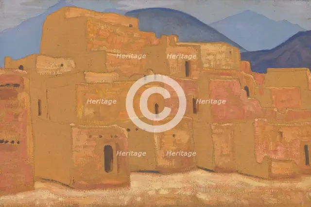 Taos Pueblo, New Mexico, ca 1921. Artist: Roerich, Nicholas (1874-1947)