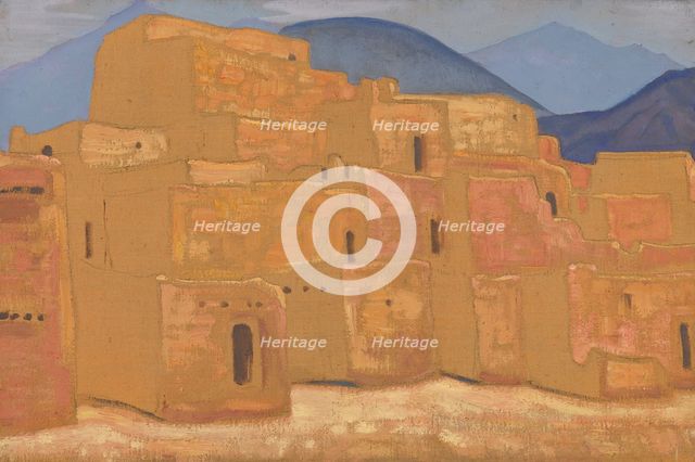 Taos Pueblo, New Mexico, ca 1921. Artist: Roerich, Nicholas (1874-1947)