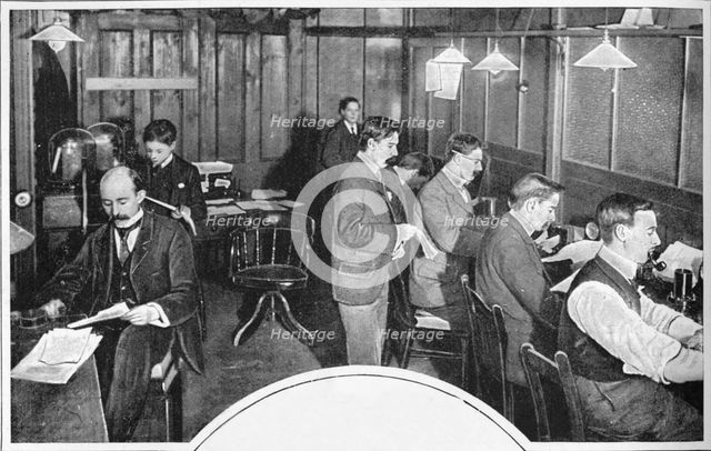 Tape and telegraph room of the Daily Express newspaper, London, c1900 (1903). Artist: Unknown.