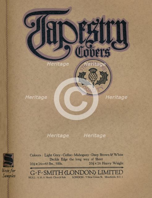 'Tapestry Covers - G. F. Smith (London) Limited advert', 1919. Artist: Unknown.