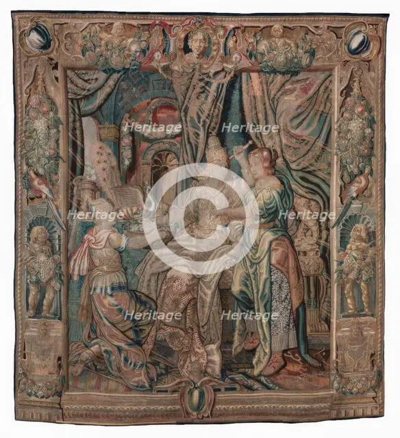 Tapestry (Cleopatra Dies At The Tomb of Antony), c1600-1640. Creator: Karel van Mander.
