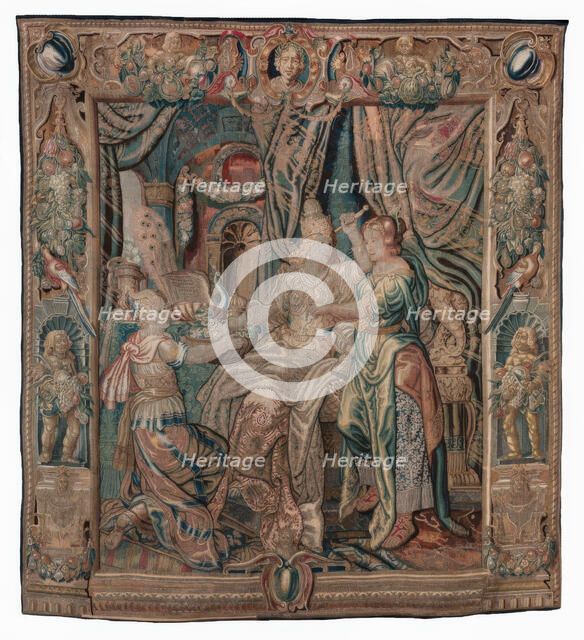 Tapestry (Cleopatra Dies At The Tomb of Antony), c1600-1640. Creator: Karel van Mander.