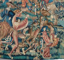 Tapestry (Bear Hunt and Falconry from a Hunts Series), Belgium, c. 1525. Creator: Unknown