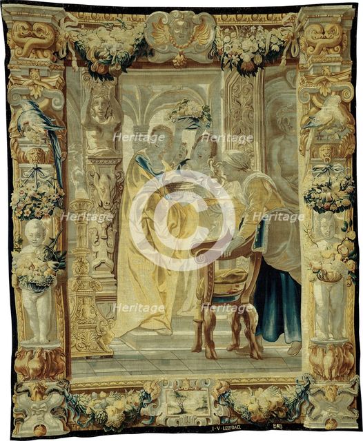 Tapestry (Four Servants), Flanders, c. 1650. Creator: Jan van Leefdael.