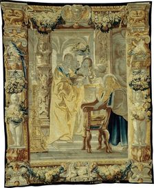 Tapestry (Four Servants), Flanders, c. 1650. Creator: Jan van Leefdael