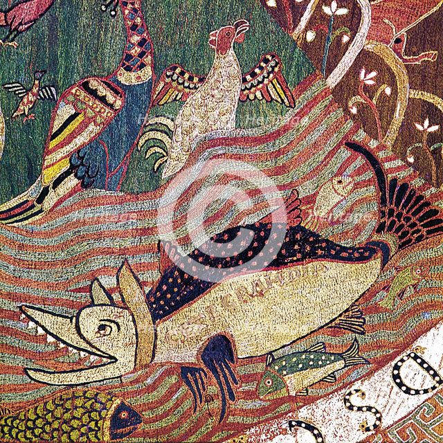 Tapestry of Creation, detail of the separation of land and water, 11th - 12th Century.