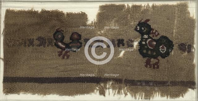 Tapestry with Birds and Greek Letters, 400s - 600s. Creator: Unknown.