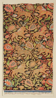 Tapestry with golden lions and palmettes, 1200s or earlier. Creator: Unknown