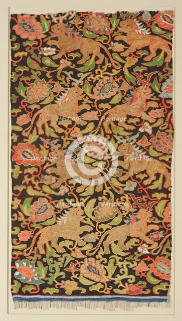 Tapestry with golden lions and palmettes, 1200s or earlier. Creator: Unknown.