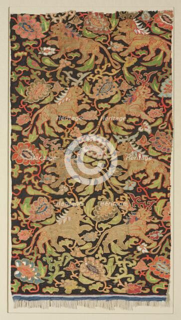 Tapestry with golden lions and palmettes, 1200s or earlier. Creator: Unknown.