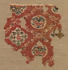 Tapestry with lattice of animals in medallions, 600s-700s. Creator: Unknown