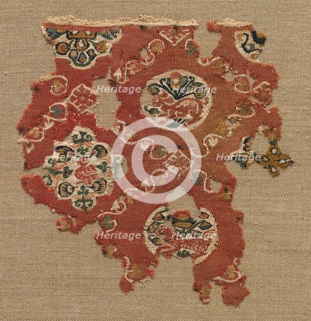 Tapestry with lattice of animals in medallions, 600s-700s. Creator: Unknown.