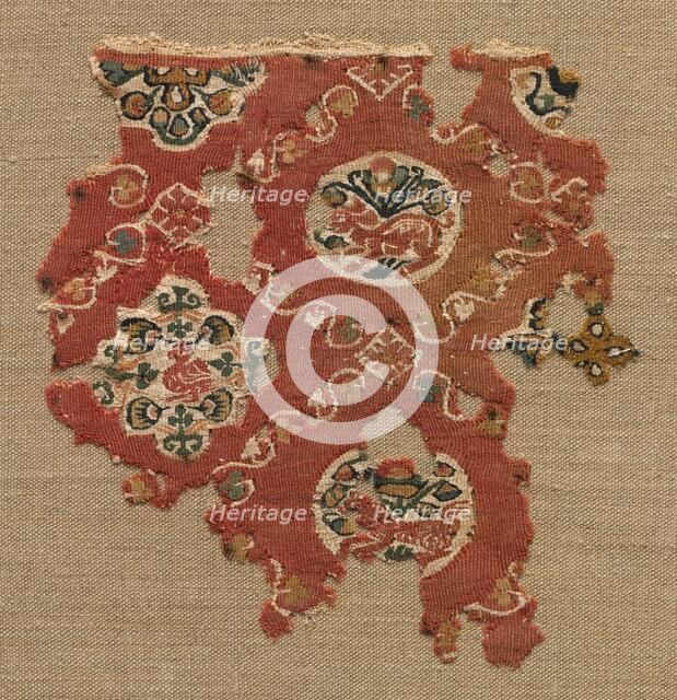 Tapestry with lattice of animals in medallions, 600s-700s. Creator: Unknown.