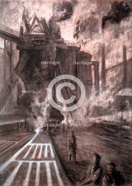 'Tapping a Blast Furnace', (c1920). Artist: Arthur Garratt