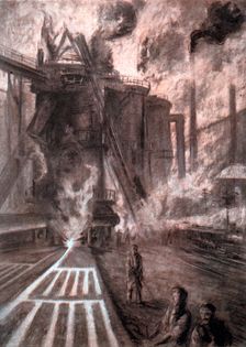 Tapping a Blast Furnace (c1920). Artist: Arthur Garratt