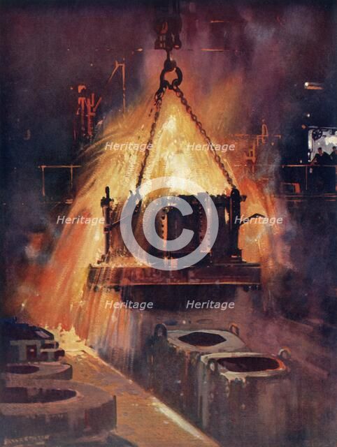 'Tapping a Steel Furnace', c1930. Creator: Unknown.