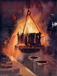 Tapping a Steel Furnace c1930. Creator: Unknown