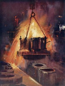 Tapping a Steel Furnace c1930. Creator: Unknown