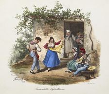 Tarantella. From "Scene di vita e costumi napoletani", 1840. Creator: Dura; Gaetano (1805-1878)