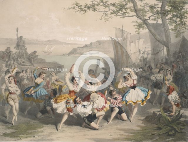 Tarantella. Scene from the Ballet L'étoile de Messine by Nicolò Gabrielli, ca 1865.