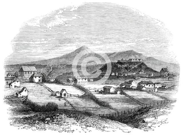 Taranaki (New Plymouth), the village-capital of the province of New Plymouth, North Island..., 1860. Creator: Unknown.