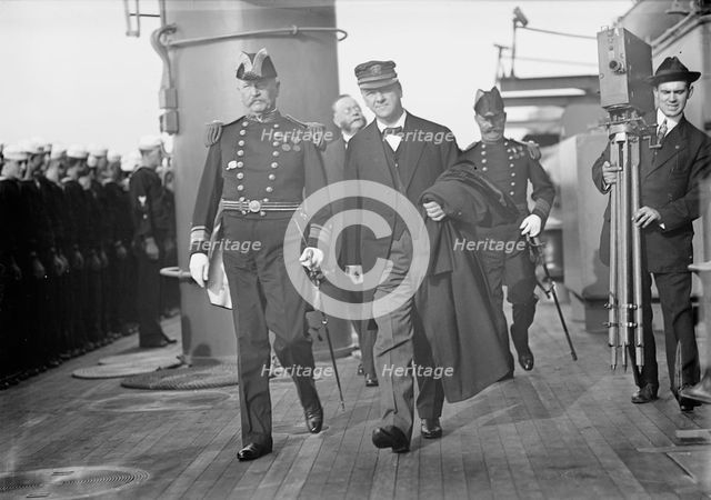 Target Practice - Badger, Charles Johnston, Rear Admiral, U.S.N.; Daniels, Josephus, Sec..., 1913. Creator: Harris & Ewing.
