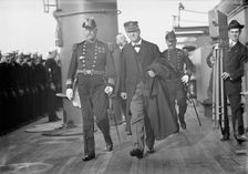 Target Practice - Badger, Charles Johnston, Rear Admiral, U.S.N.; Daniels, Josephus, Sec..., 1913. Creator: Harris & Ewing