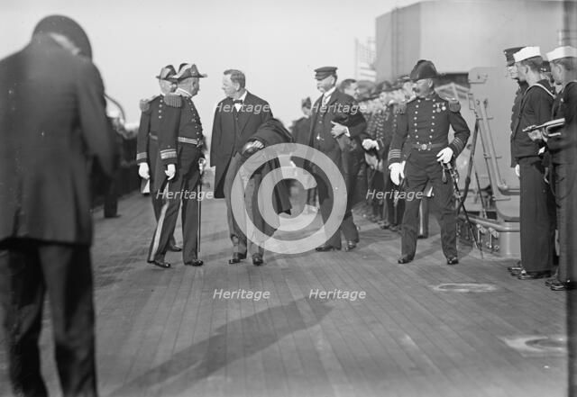 Target Practice - Daniels, Josephus; Badger, Charles Johnston, Rear Admiral, U.S.N.; Chapin..., 1913 Creator: Harris & Ewing.