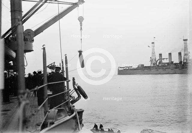 Target Practice - Hauling Torpedoes On Board, 1913. Creator: Unknown.