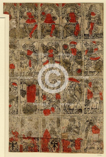 Tarocchi Cards (The Budapest Sheet of Tarot Playing Cards) , c 1500. Creator: Anonymous.