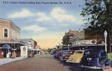 Tarpon Avenue looking east, Tarpon Springs, Florida, USA, 1940