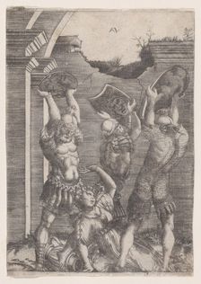 Tarpeia Crushed by the Sabines, ca. 1514-36. Creator: Agostino Veneziano