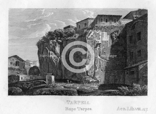Tarpeian Rock, Rome, c1833. Creator: Unknown.