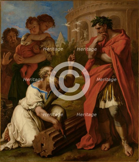 Tarquin the Elder Consulting Attus Navius, about 1690. Creator: Sebastiano Ricci.