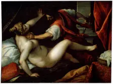 Tarquinius and Lucretia 16th or early 17th century. Artist: Jacopo Palma