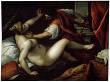 Tarquinius and Lucretia 16th or early 17th century. Artist: Jacopo Palma