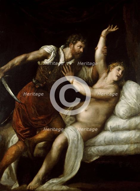 Tarquinius and Lucretia, c. 1570. Creator: Titian (1488-1576).