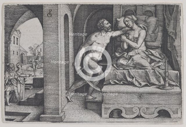 Tarquinius Rapes Lucretia, from Scenes from Roman History. Creator: Georg Pencz.
