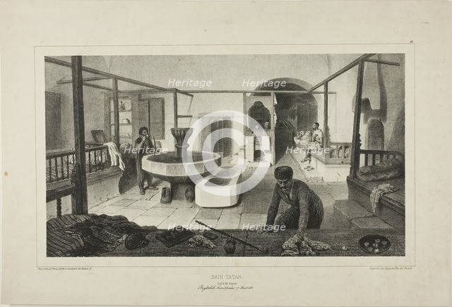 Tartar Bath, Resting Room, 1840. Creator: Auguste Raffet.
