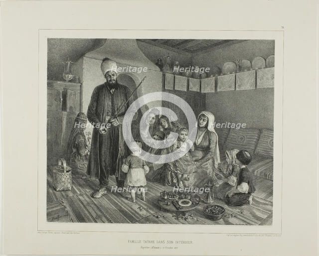 Tartar Family in Their Home, Kapskhor, Crimea, October 21, 1837, 1846. Creator: Auguste Raffet.