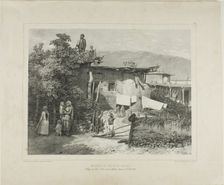 Tartar Peasants Homes in the Village of Déré-Koui, near Yalta, Crimea, August 31, 1837, 1841. Creator: Auguste Raffet