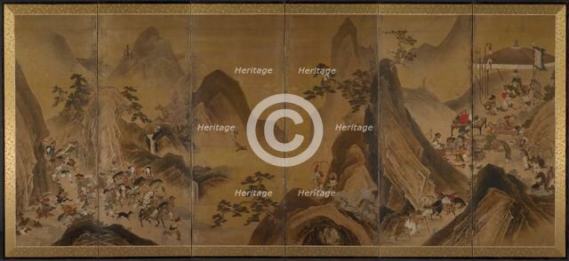 Tartars Hunting in a Mountain Landscape, first half of 1600s. Creator: Unknown.