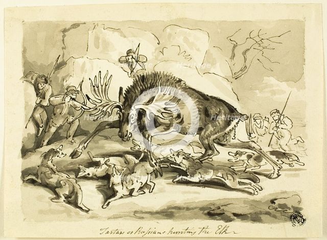 Tartars or Russians Hunting an Elk, n.d. Creator: Samuel Howitt.