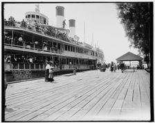 Tashmoo at the dock, Star Isl'd. i.e. Island House, St. Clair Flats, between 1890 and 1901. Creator: Unknown