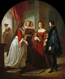 Tasso before Eleonora d'Este, 1839. Creator: Hopfgarten, August Ferdinand (1807-1896)