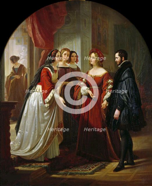 Tasso before Eleonora d'Este, 1839. Creator: Hopfgarten, August Ferdinand (1807-1896).